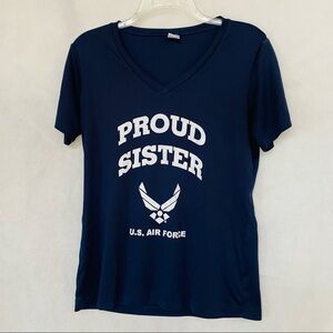 Sport Tek Proud Sister US Air Force Blue V-Neck Tee T-shirt